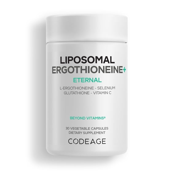 Codeage Liposomal Ergothioneine+ Supplement - L-Ergothioneine, L-Glutathione, Vitamin C, Selenium, Phospholipid Complex - Healthy Aging & Antioxidant - Vegan, Non-GMO, Soy-Free – 30 Capsules