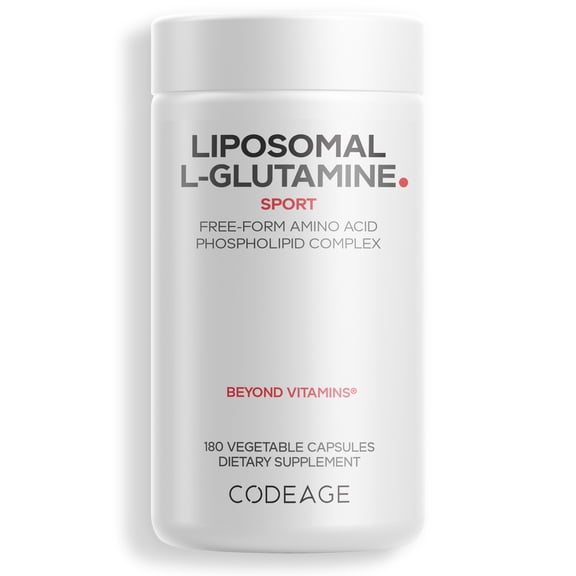 Codeage Liposomal L-Glutamine 1000mg Supplement, Free-Form Glutamine Formula, 3-Month Supply, 180 ct