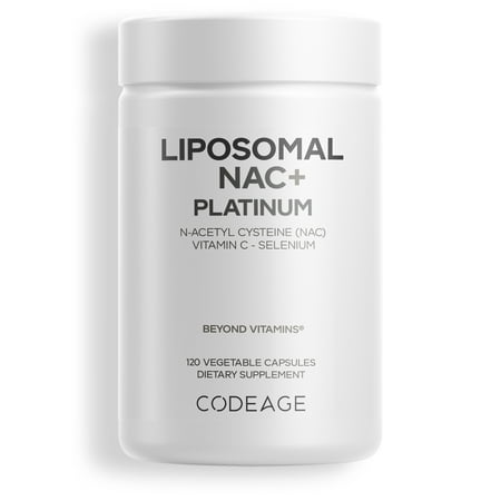 Codeage Liposomal NAC+ Platinum, N-Acetyl L-Cysteine, Vitamin C, Alpha Lipoic Acid, Selenium - 2-Month Supply - Helix Liposomal Delivery - Phospholipid - Non-GMO NAC Dietary Supplement - 120 Capsules