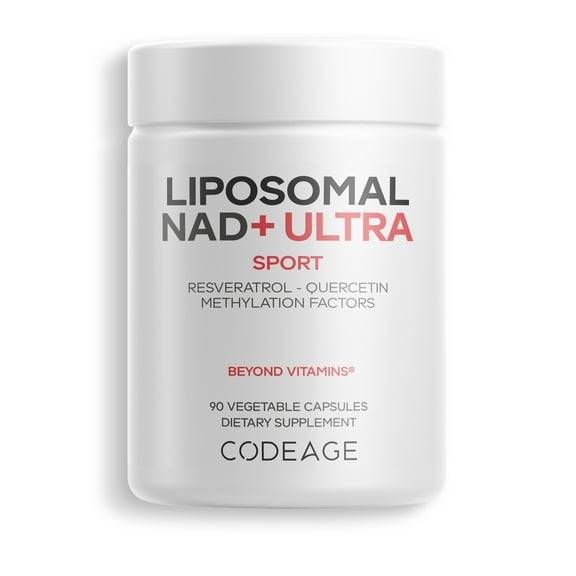 Codeage Liposomal NAD+ Ultra, Trans-Resveratrol, Quercetin, Betaine, Riboflavin, Vitamin B12, 90 ct
