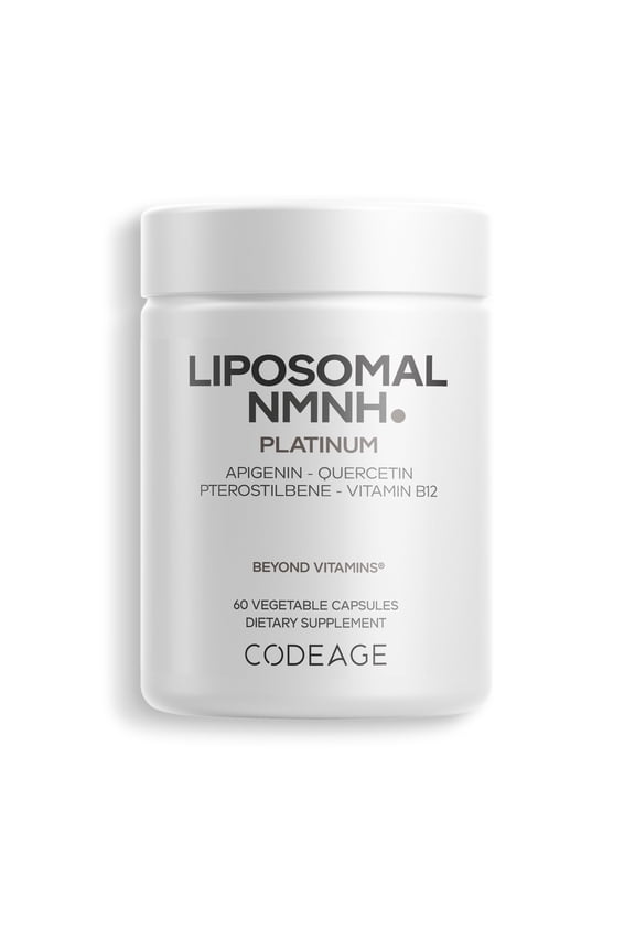 Liposomal NMNH Platinum - 500 mg NMNH Supplement, NAD+ Precursor with Quercetin, Pterostilbene, Apigenin, Active B Vitamins B2 Riboflavin & Vitamin B12 Methylcobalamin - Non-GMO - 60 Capsules