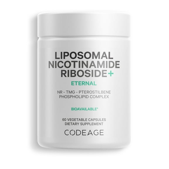 Codeage Liposomal Nicotinamide Riboside Supplement 500mg NR+, Betaine Anhydrous Pterostilbene, 60 ct