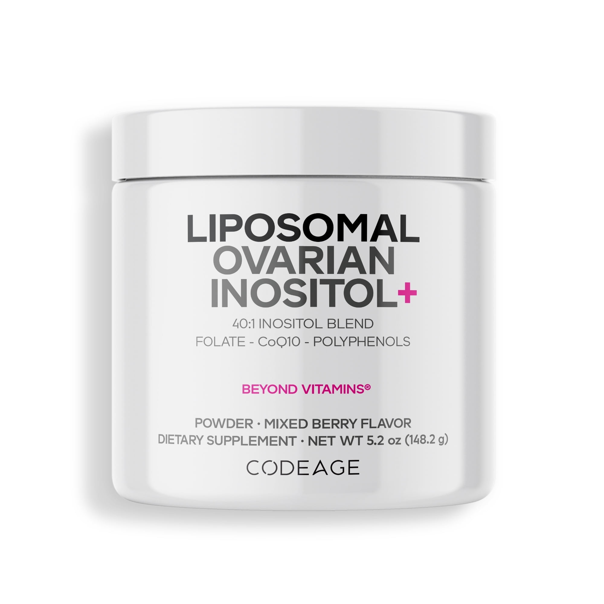 Codeage Liposomal Ovarian Inositol Powder, Myo & D-Chiro-Inositol, Folate, Coenzyme Q10, 5.2 oz