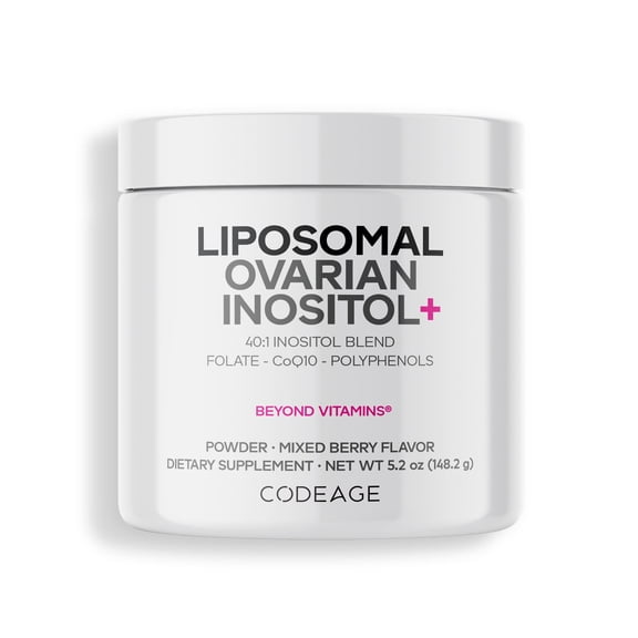 Codeage Liposomal Ovarian Inositol Powder, Myo & D-Chiro-Inositol, Folate, Coenzyme Q10, 5.2 oz