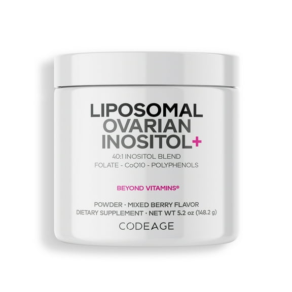 Codeage Liposomal Ovarian Inositol Powder, Myo & D-Chiro-Inositol, Folate, Coenzyme Q10, 5.2 oz