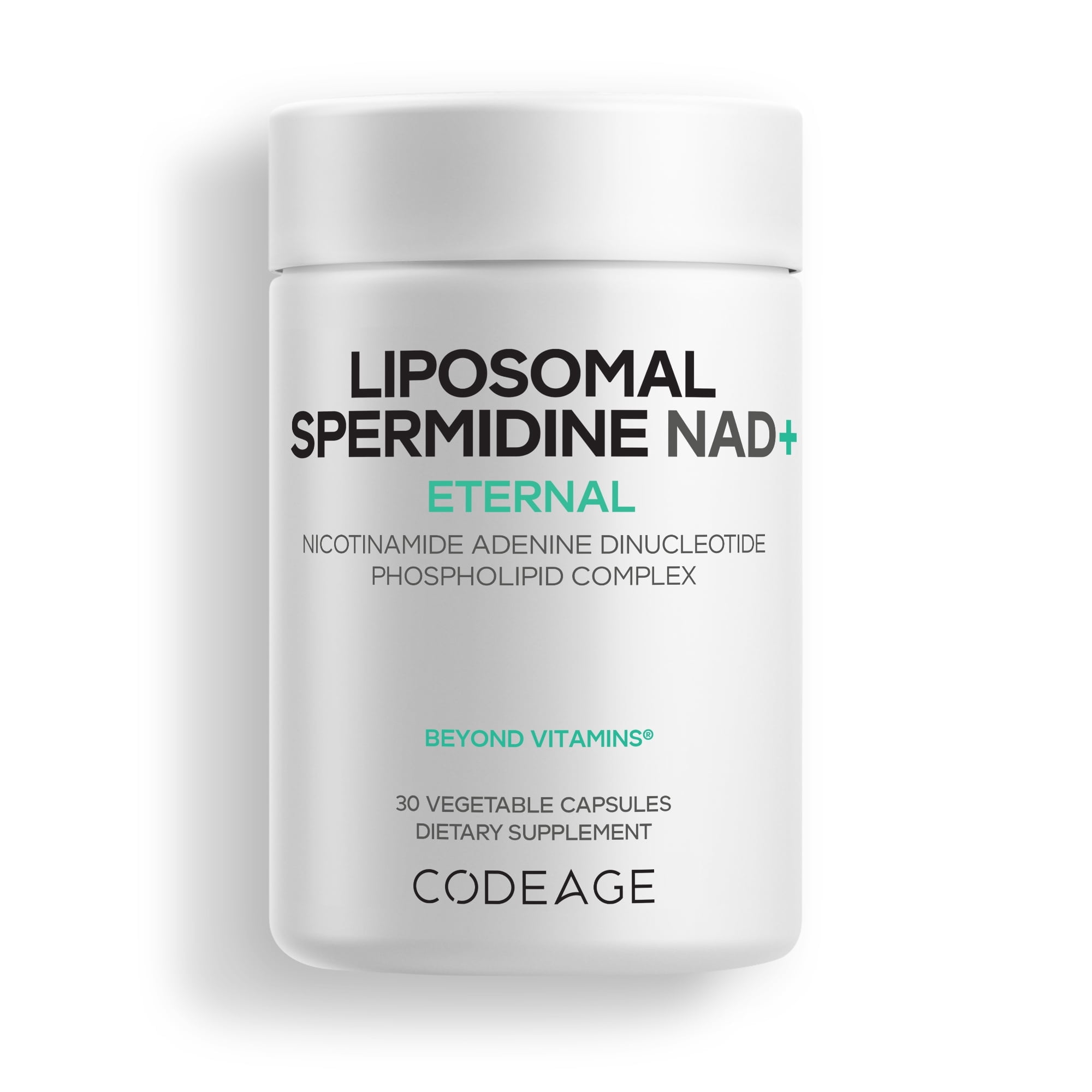 Codeage Liposomal Spermidine NAD+ Spermidine Supplement - 500 Mg NAD+ Vitamin C - Liposomal Delivery - Nicotinamide Adenine Dinucleotide Pills - 1 Capsule Per Serving - Vegan, Non-GMO - 30 Capsules