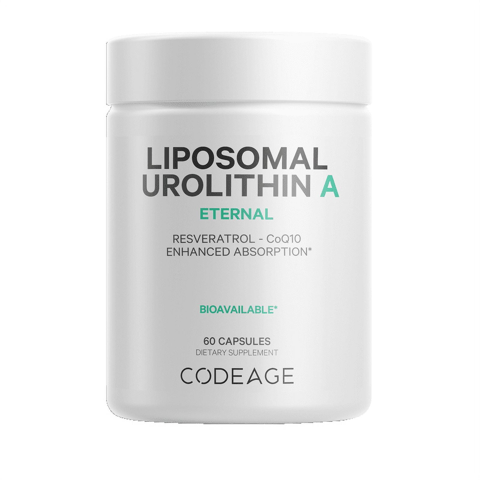 Codeage Liposomal Urolithin A, Resveratrol &amp; Coenzyme Q10, Betaine Anhydrous, CoQ10 Capsules, 60 ct