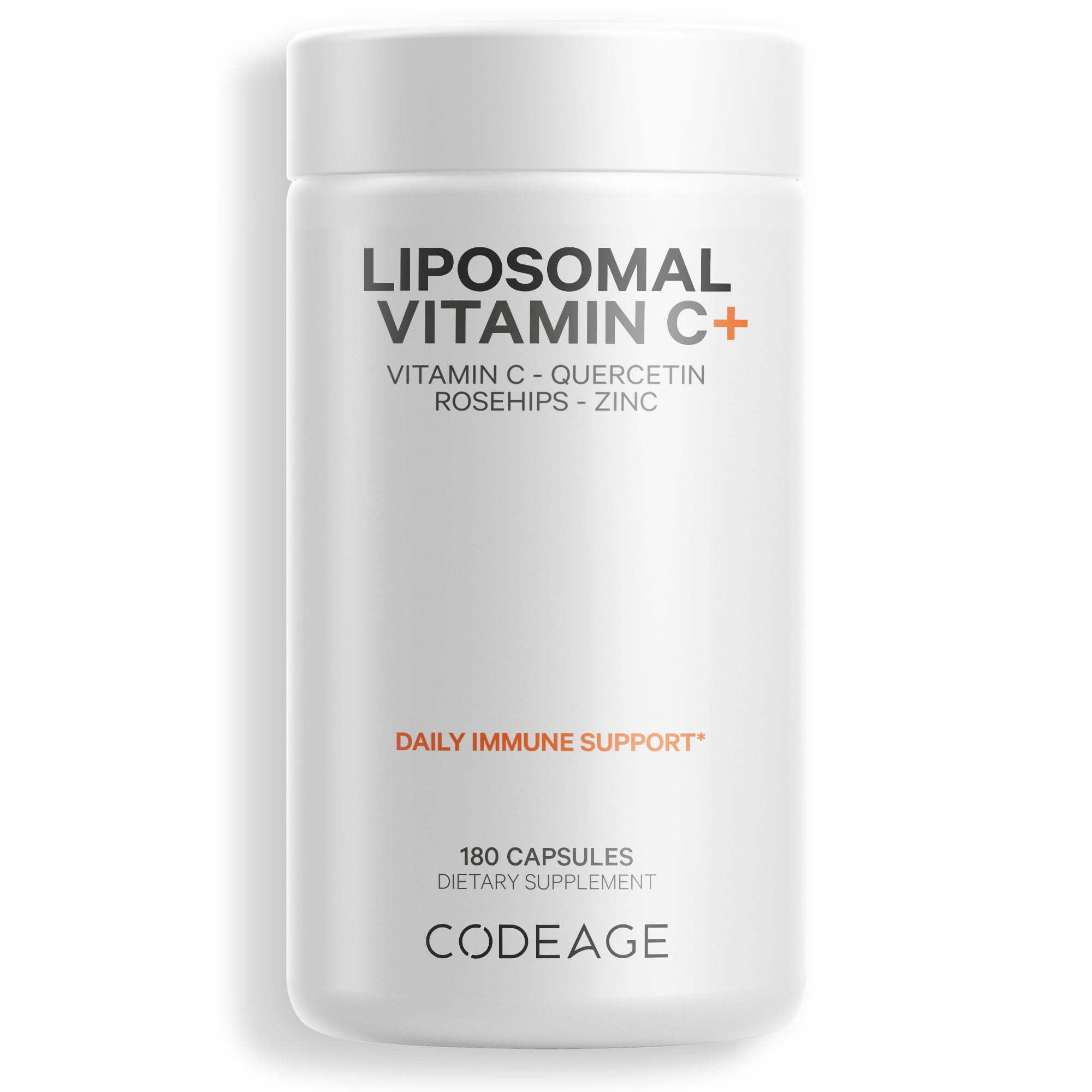Codeage Liposomal Vitamin C 1500mg, Zinc, Elderberry, Citrus Bioflavonoids, Quercetin & Rose Hips, 180 ct