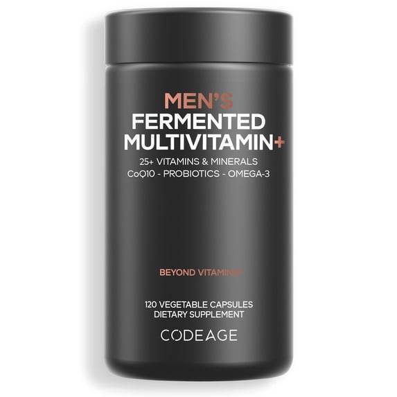 Codeage Men’s Daily Multivitamin Capsules, 25+ Vitamins & Minerals, Whole Food, Fermented, 120 ct