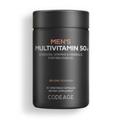 Codeage Men's Multivitamin 50 - Essential Vitamins & Minerals for Men Over 50 - Daily Multivitamins for Men Supplement - Vitamin A, C, D3, E, B6, B1, CoQ10, Probiotics, Lutein - Non-GMO - 30 Capsules