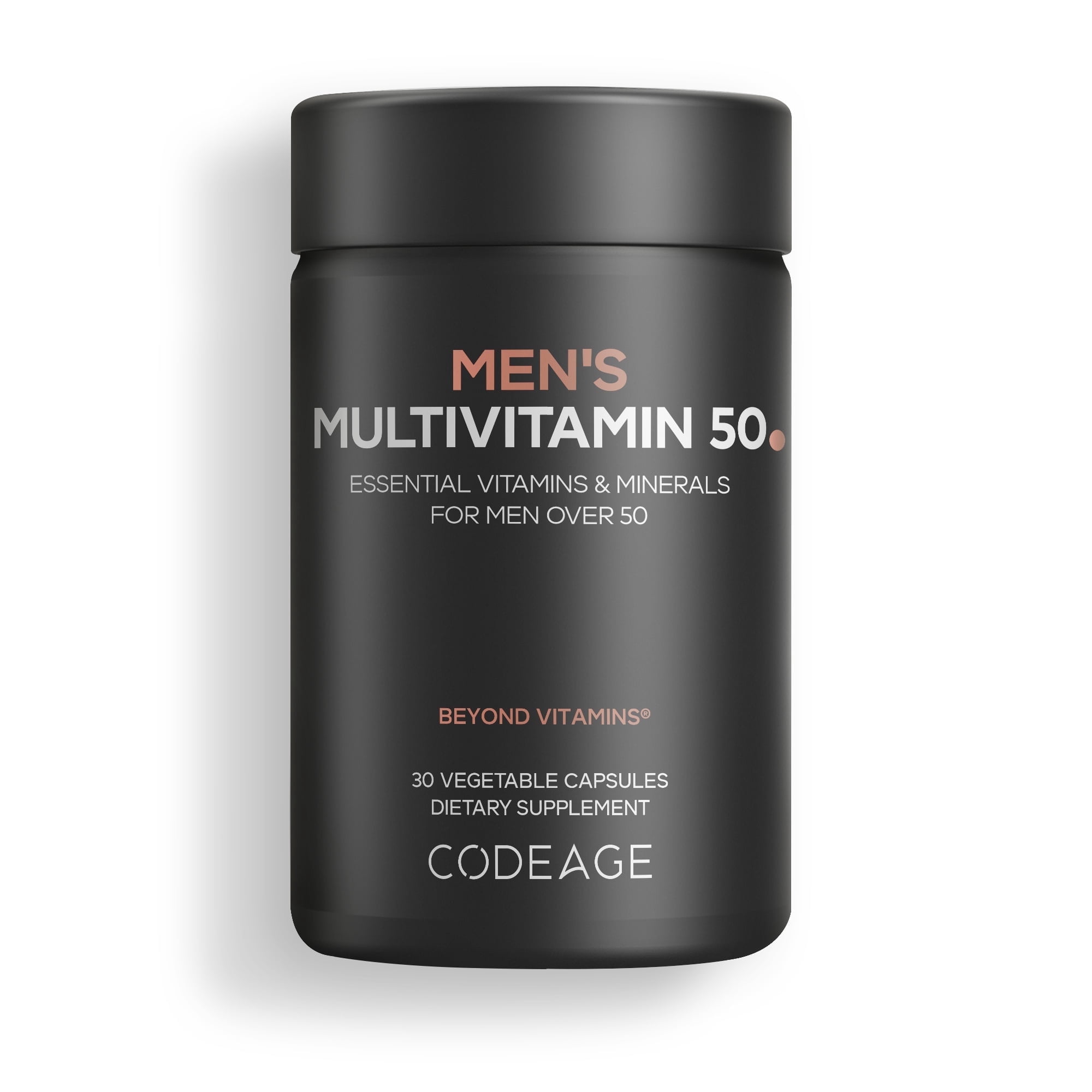Codeage Men's Multivitamin 50 - Essential Vitamins & Minerals for Men Over 50 - Daily Multivitamins for Men Supplement - Vitamin A, C, D3, E, B6, B1, CoQ10, Probiotics, Lutein - Non-GMO - 30 Capsules