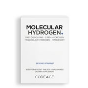 Codeage Molecular Hydrogen Supplement - Fast-Dissolving 12 PPM Hydrogen Water Tablets with Elemental Magnesium - Hydration Tablet Body Function - Unflavored, Vegan, Non-GMO, Gluten-Free - 30 Tablets