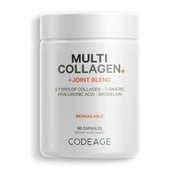 Codeage Multi Collagen Protein + Joint, Astaxanthin, Bromelaine, Hyaluronic Acid, Boswellia, Turmeric, 90 ct