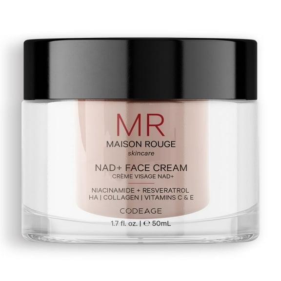 Maison Rouge NAD+ Facial Cream, Resveratrol, Niacinamide, Hyaluronic Acid, Collagen, Vitamin C & E, 1.7 fl. oz.