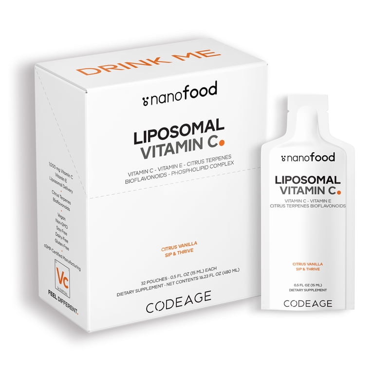 CODEAGE Liposomal Vitamin C Liquid Supplement, 32 Pouches - Walmart.com CODEAGE Liposomal Vitamin C Liquid Supplement, 32 Pouches - Walmart.com