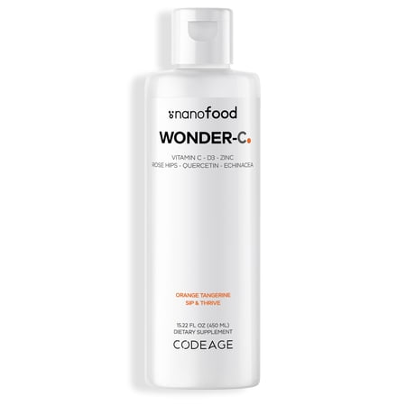Codeage Nanofood Liposomal Wonder-C Liquid Vitamin C 1000mg, Zinc, Vitamin D E, Quercetin, Echinacea, 15.22 fl oz