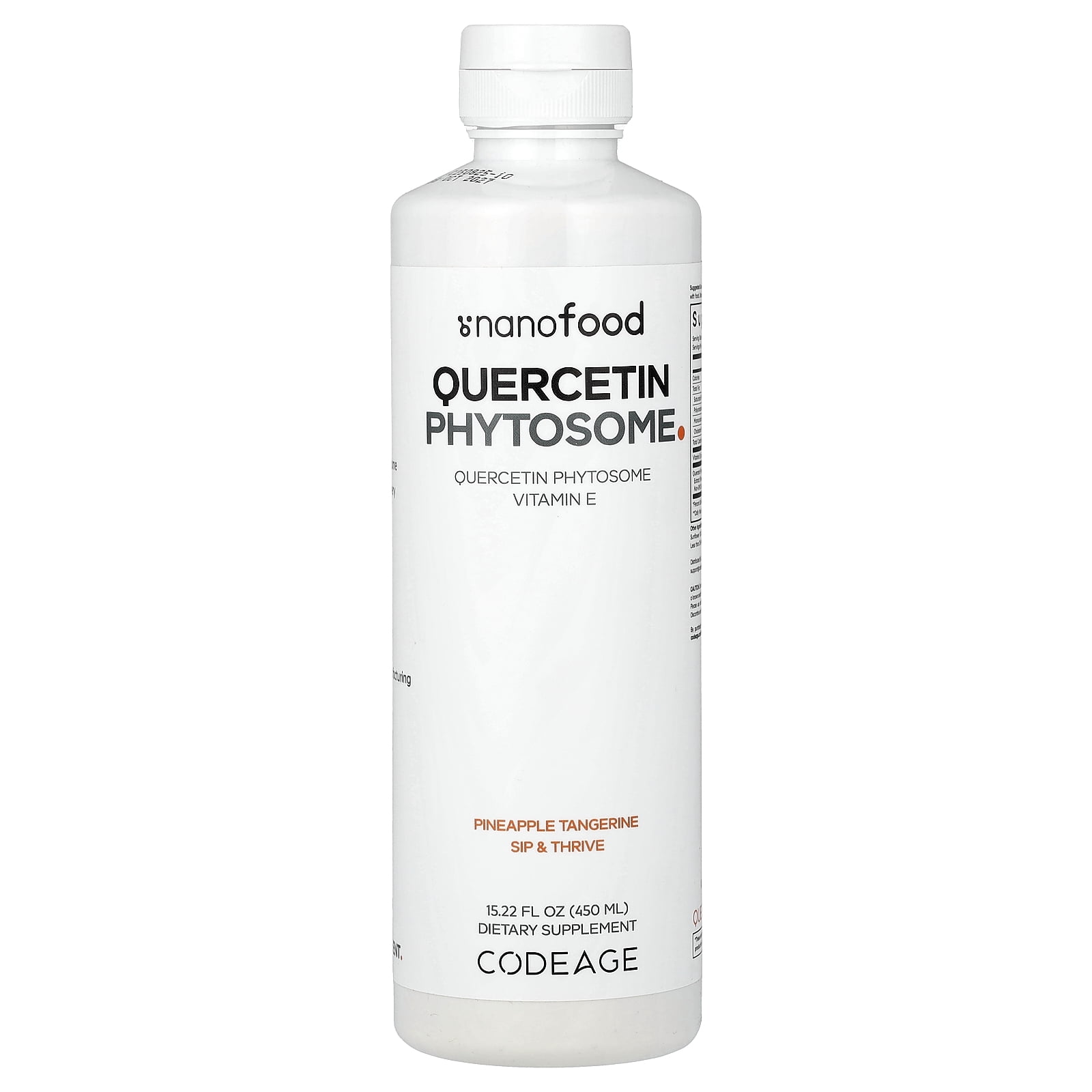 Codeage Nanofood Liquid Quercetin Phytosome, Liposomal Delivery, Vitamin E, Non-GMO, 90 Servings, 16 fl oz