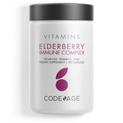 Codeage Organic Black Elderberry Blend, Vitamin C, Vegan D3 5000 IU, Zinc, Sambucus Berries Flavonoid, 90 ct