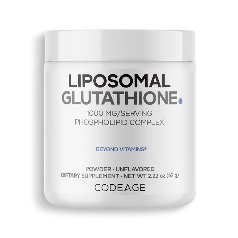 Codeage Liposomal Glutathione Powder - 1,000 mg L-Glutathione per Serving, Liposomal Delivery - 2-Month Supply - Vegan Reduced L-Glutathione