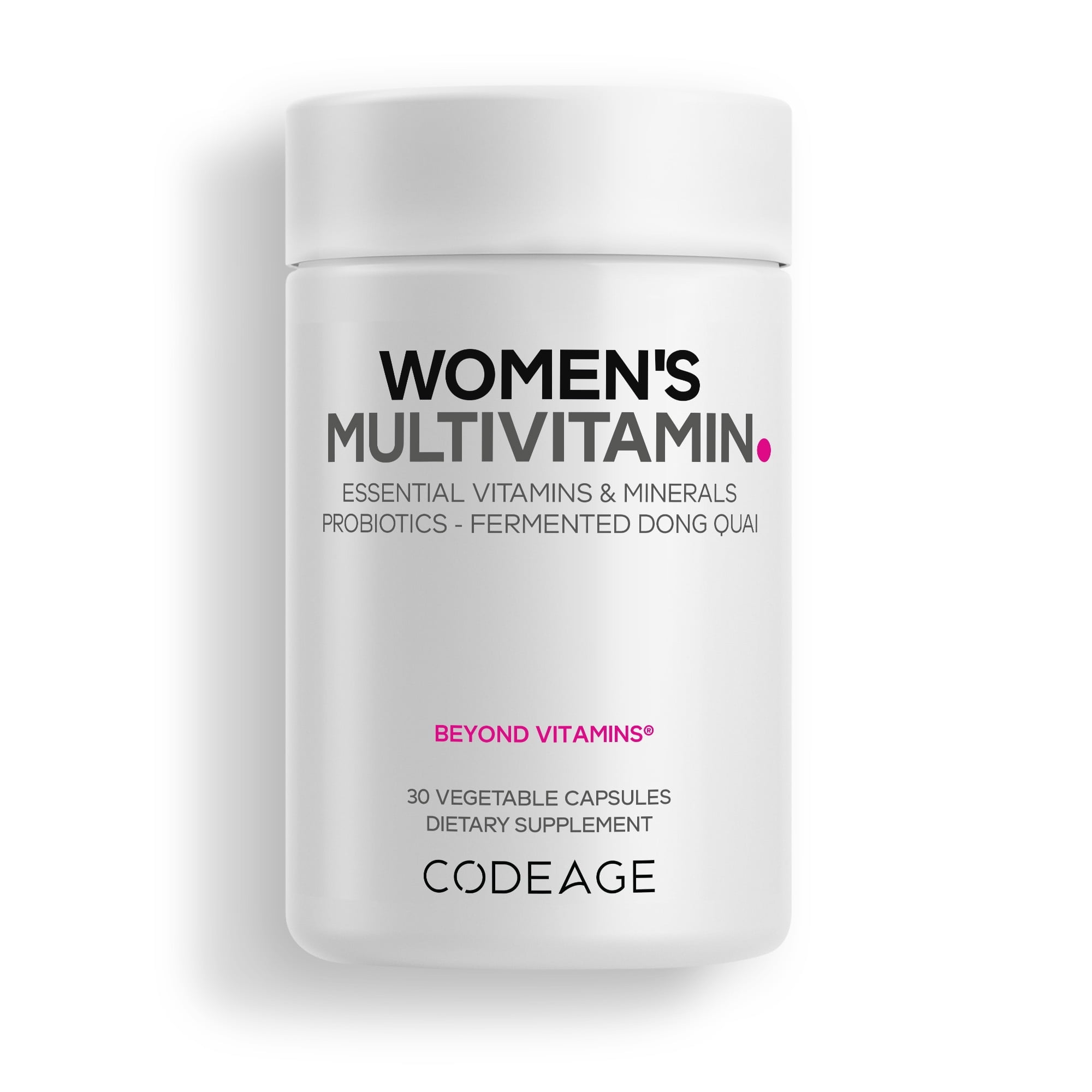 Codeage Womens Multivitamin - Vitamins A, C, D3, E, B6, B12, Folate, Calcium, Magnesium, Iron, Dong Quai, Probiotics - 1 Capsule Per Serving - Daily Vitamin Pills for Women - Non-GMO - 30 Capsules