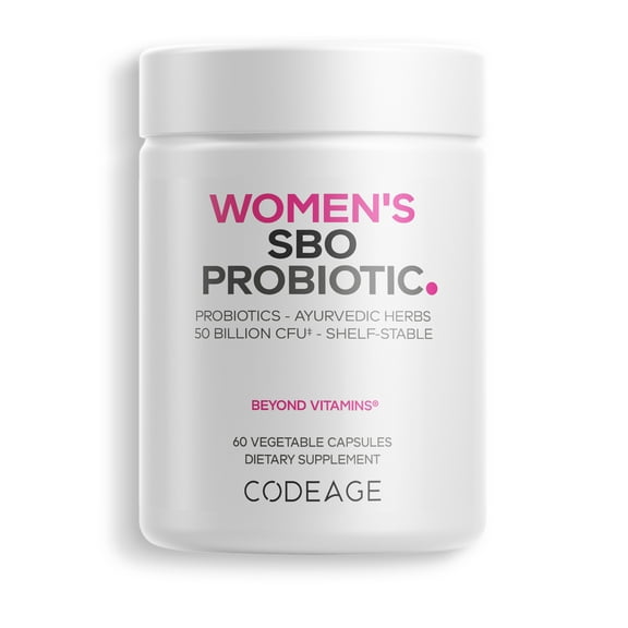 Codeage Women's SBO Probiotic, 50 Billion CFU, Whole Food Prebiotics & Fermented Botanicals, Vegan, 60 ct