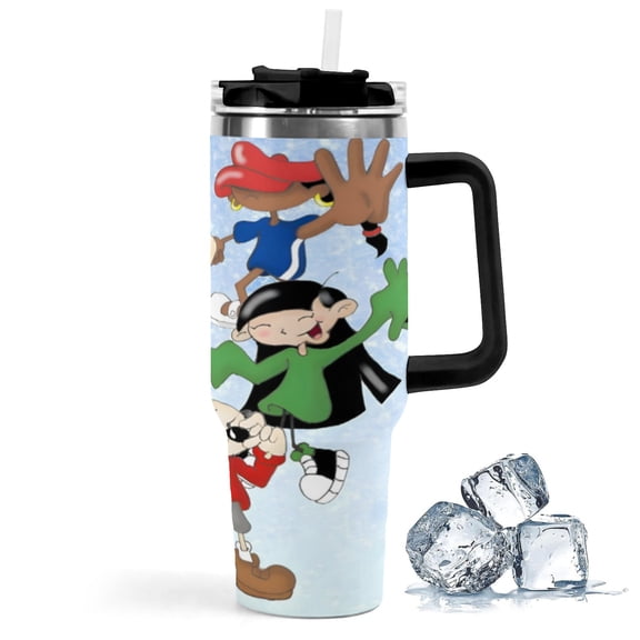 Codename Kids Next Door-theme Insulated Stainless Steel Tumbler with Handle Gifts For Family Friends Fans and Straw Fits in Standard Cup Holder 40 OZ