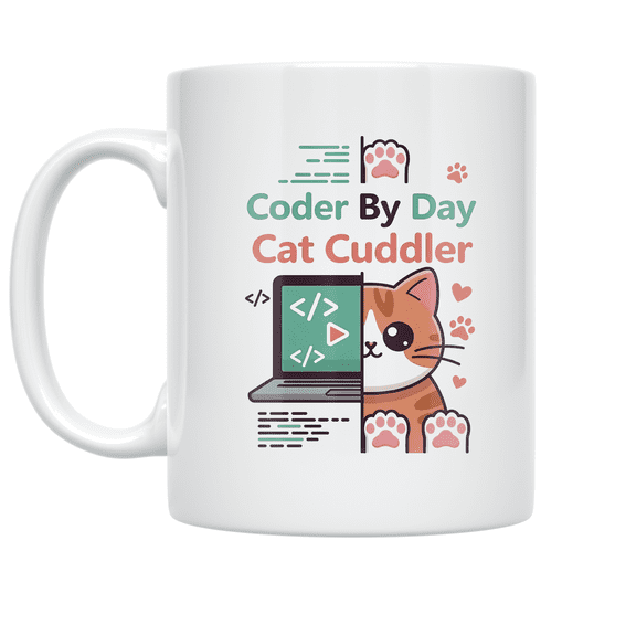 Coder By Day Cat Cuddler - Cat Lover - 11 oz Ceramic Coffee Mug