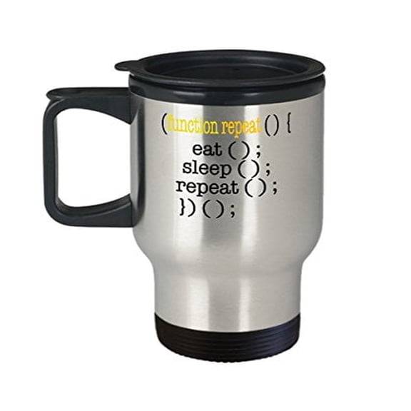 Programmer Coffee Mug - 14 oz Stainless Steel Tumbler - Eat Sleep Code Repeat Gift