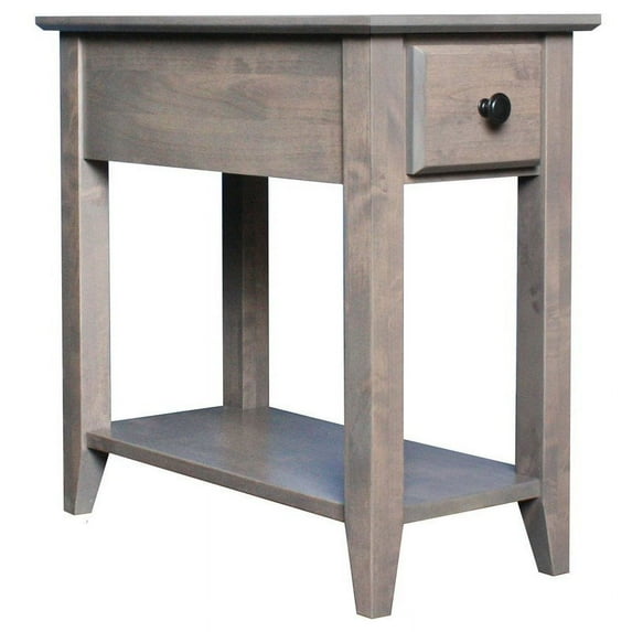 Coder Crossing Traditional Alder Wood Chairside Table in Sandy Gray
