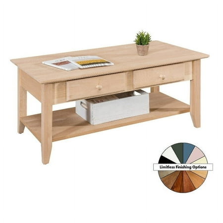 Coder Crossing Traditional Alder Wood Coffee Table with Shelf in Natural