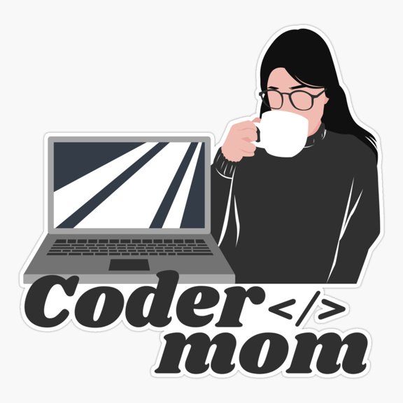 Coder Mom Er, Phone Decal Water Bottle Stickers Car Decals, Funny Birthday Gift