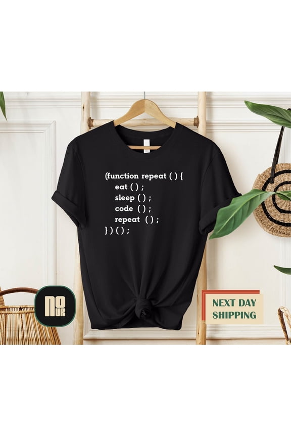 Coder T-Shirt, S For Software Developer, Tech Teacher Shirt, Programmer S, Engineer Graphic Tees, Eat Sleep Code Repeat Shirt TSHIRT All Size S-5XL