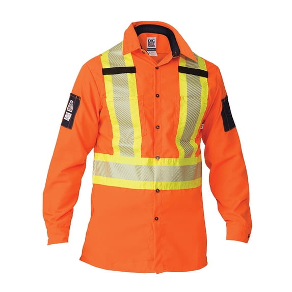 Big Bill 144HVP High Visibility Long-Sleeve Ripstop Shirt-Orange-Tall-2XL