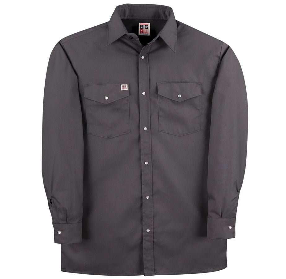 Codet port Mens Big Bill Snap Button Down Long Sleve Work Shirt, Gray ...