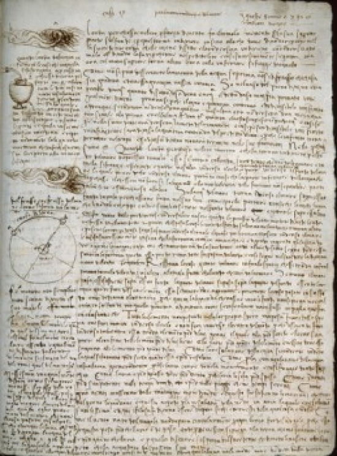 Codex Leicester Cosmology by Leonardo da Vinci (1452-1519) USA California Los Angeles Armand Hammer Foundation Canvas Art - Leonardo da Vinci (18 x 24)