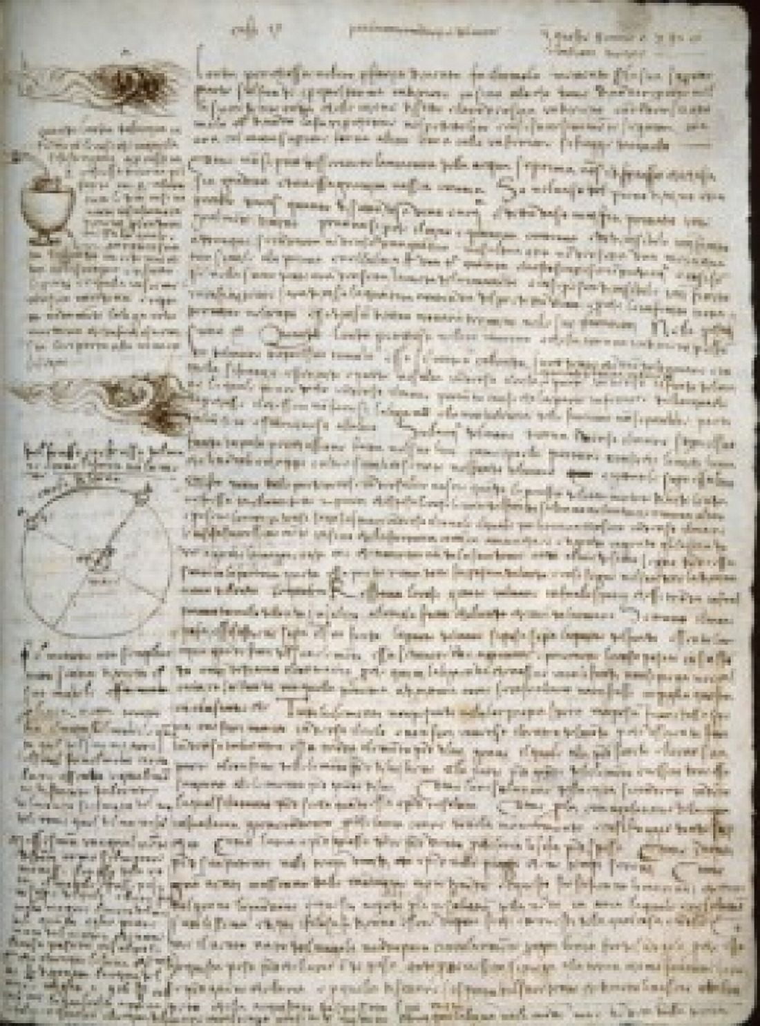 Codex Leicester Cosmology by Leonardo da Vinci (1452-1519) USA California Los Angeles Armand Hammer Foundation Canvas Art - Leonardo da Vinci (24 x 36)