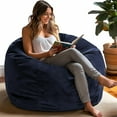 thumbnail image 1 of Codi Bean Bag Chair with Filler Included, 3ft - Comfy Beanbag Chairs, Memory Foam Added - Machine Washable and Soft Mink Bonded Cover - Blue, 3 FT, 1 of 14