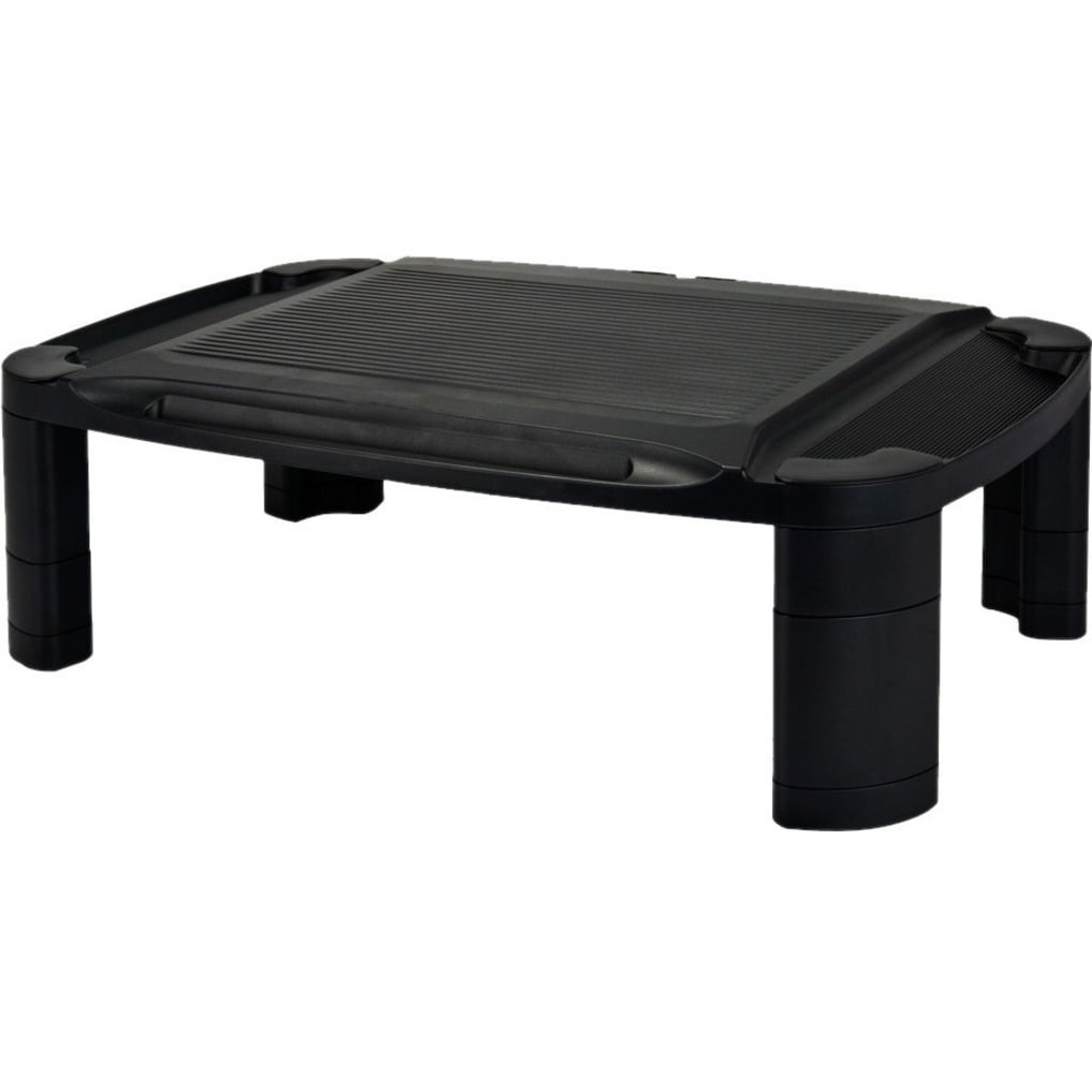 Adjustable Black Plastic Desktop Monitor Stand with Storage