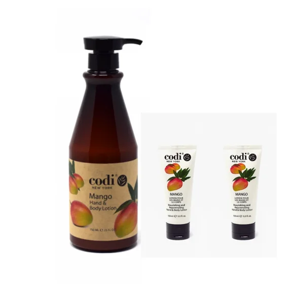 Codi Mango Hand & Body Lotion Big and 2 Small Set, 750ml/25oz + 3.3oz/100ml