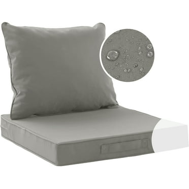 Codi Outdoor Cushions for Patio Furniture 22x22, Waterproof Replacement Deep Seat Cushion for Outside Chair, Couch, Sofa | Washable Removable Cover with Handle & Adjustable Straps, Grey