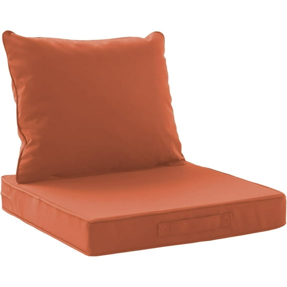 Codi Outdoor Cushions for Patio Furniture 24x24, Waterproof Replacement Deep Seat Cushion for Outside Chair, Couch, Sofa | Washable Removable Cover with Handle & Adjustable Straps, Spice