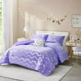 Codi Purple Comforter Set King Metallic Print Lavender Bedding Sets