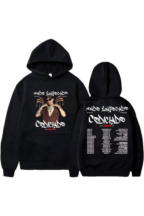 Codiciado Ando Enfocado Tour 2024 Merch Hoodie Pockets Drawstring Unisex Hooded Sweatshirt Fashion Clothing