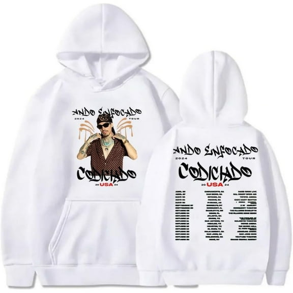 Codiciado Ando Enfocado Tour 2024  Merch Hoodie Pockets Drawstring Unisex Hooded Sweatshirt Fashion Clothing