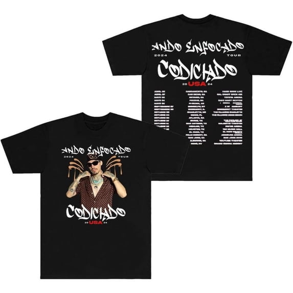 Codiciado Ando Enfocado Tour 2024 Merch Short Sleeve T-shirt Unisex Fashion Crew Neck Top