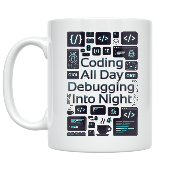 Coding All Day Debugging Into Night - Software Engineer - 11 oz Ceramic Coffee Mug