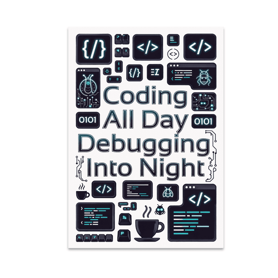 Coding All Day Debugging Into Night - Software Engineer - 13x19 Poster Print