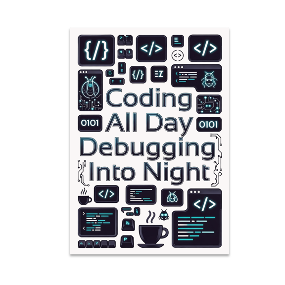 Coding All Day Debugging Into Night - Software Engineer - 13x19 Poster Print