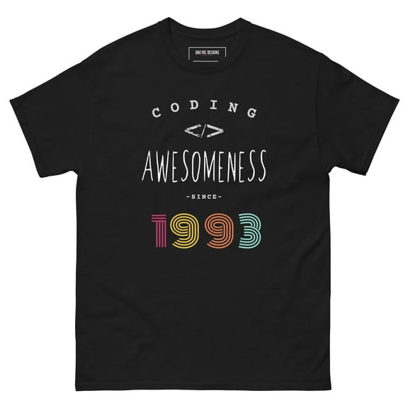 Coding Awesomeness since 1993 nerd style t-shirt