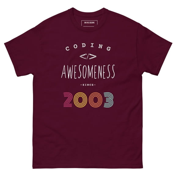 Coding Awesomeness since 2003 nerd style t-shirt